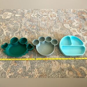 Baby Toddler Divided Silicone Suction Plates, Set of 3‎